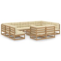 vidaXL 12-tlg. Garten-Lounge-Set Kissen Honigbraun Kiefer Massivholz