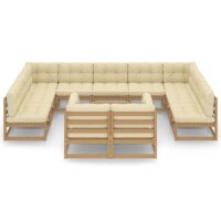 vidaXL 12-tlg. Garten-Lounge-Set Kissen Honigbraun Kiefer Massivholz