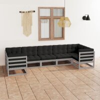 vidaXL 7-tlg. Garten-Lounge-Set mit Kissen Grau Kiefer...