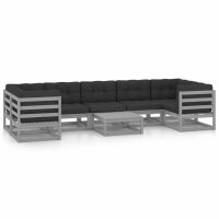 vidaXL 8-tlg. Garten-Lounge-Set mit Kissen Grau Kiefer Massivholz