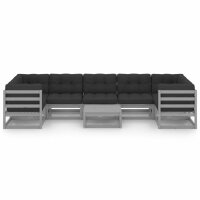 vidaXL 8-tlg. Garten-Lounge-Set mit Kissen Grau Kiefer Massivholz