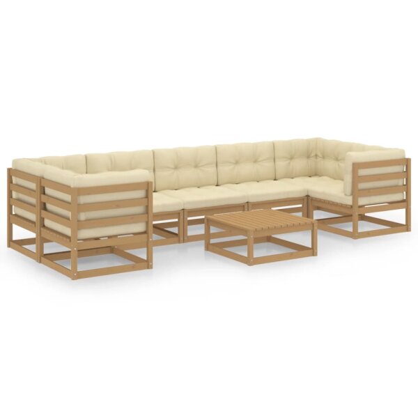 vidaXL 8-tlg. Garten-Lounge-Set Kissen Honigbraun Kiefer Massivholz