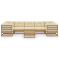 vidaXL 8-tlg. Garten-Lounge-Set Kissen Honigbraun Kiefer Massivholz