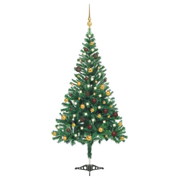 vidaXL K&uuml;nstlicher Weihnachtsbaum mit LEDs &amp; Kugeln 210 cm 910 Zweige