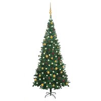 vidaXL Künstlicher Weihnachtsbaum mit LEDs & Kugeln L 240 cm Grün