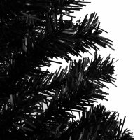 vidaXL K&uuml;nstlicher Weihnachtsbaum mit LEDs &amp; Kugeln Schwarz 180 cm PVC