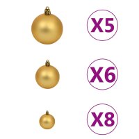 vidaXL K&uuml;nstlicher Weihnachtsbaum mit LEDs &amp; Kugeln Golden 120 cm PET