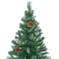 vidaXL Weihnachtsbaum Beschneit mit LEDs &amp; Kugeln &amp; Zapfen 150 cm