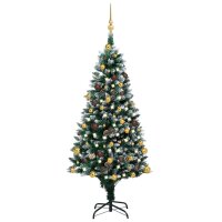 vidaXL Künstlicher Weihnachtsbaum mit LEDs & Kugeln & Zapfen 150 cm