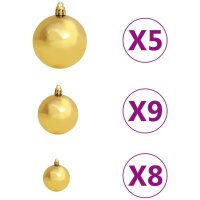 vidaXL K&uuml;nstlicher Weihnachtsbaum mit LEDs Kugeln &amp; Zapfen 180 cm