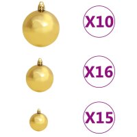 vidaXL K&uuml;nstlicher Weihnachtsbaum mit LEDs &amp; Kugeln &amp; Zapfen 210 cm