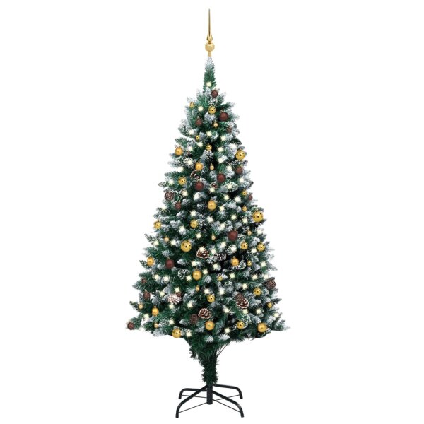 vidaXL K&uuml;nstlicher Weihnachtsbaum mit LEDs Kugeln &amp; Zapfen 240 cm