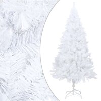 vidaXL K&uuml;nstlicher Weihnachtsbaum mit LEDs &amp; Kugeln Wei&szlig; 150 cm PVC