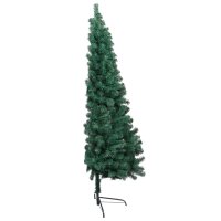 vidaXL Künstlicher Halber Weihnachtsbaum mit LEDs & Kugeln Grün 240 cm