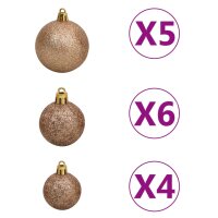 vidaXL K&uuml;nstlicher Weihnachtsbaum mit LEDs &amp; Kugeln Rosa 180 cm PVC