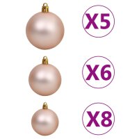 vidaXL K&uuml;nstlicher Weihnachtsbaum mit LEDs &amp; Kugeln Rosa 180 cm PVC