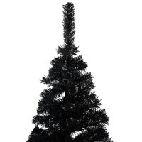 vidaXL K&uuml;nstlicher Weihnachtsbaum mit LEDs &amp; Kugeln Schwarz 210 cm PVC