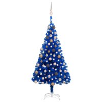 vidaXL Künstlicher Weihnachtsbaum mit LEDs & Kugeln Blau 120 cm PVC