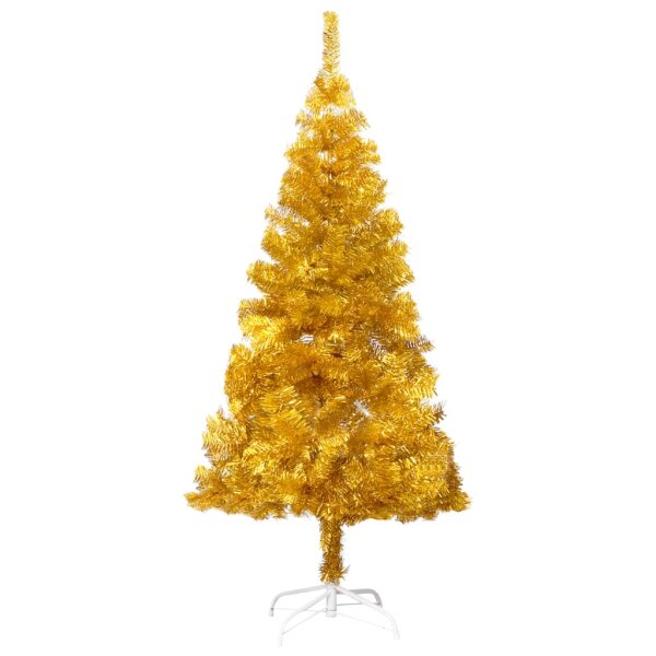 vidaXL K&uuml;nstlicher Weihnachtsbaum mit LEDs &amp; Kugeln Golden 120 cm PET