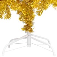 vidaXL K&uuml;nstlicher Weihnachtsbaum mit LEDs &amp; Kugeln Golden 120 cm PET