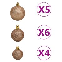 vidaXL K&uuml;nstlicher Weihnachtsbaum mit LEDs &amp; Kugeln Golden 120 cm PET