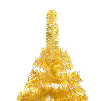 vidaXL K&uuml;nstlicher Weihnachtsbaum mit LEDs &amp; Kugeln Golden 210cm PET