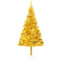 vidaXL Künstlicher Weihnachtsbaum mit LEDs & Kugeln Golden 240 cm PET