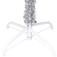 vidaXL K&uuml;nstlicher Weihnachtsbaum mit LEDs &amp; Kugeln Silbern 180 cm PET