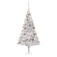 vidaXL K&uuml;nstlicher Weihnachtsbaum mit LEDs &amp; Kugeln Silbern 240 cm PET