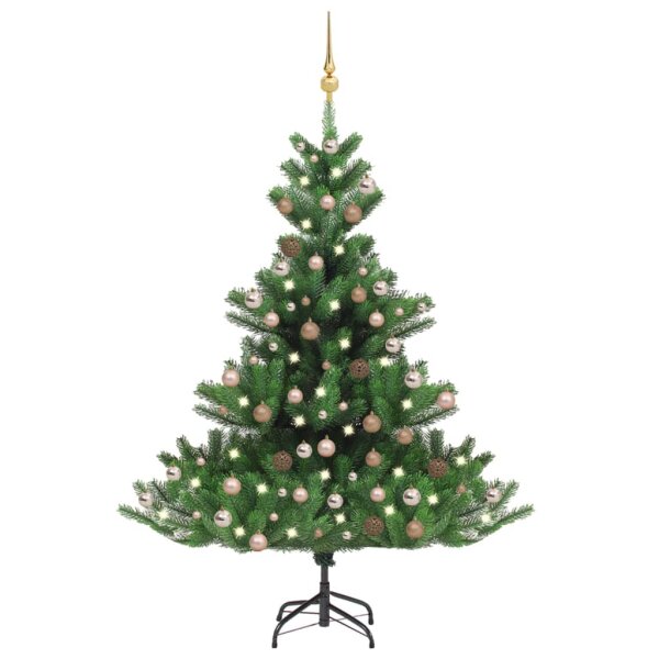 vidaXL K&uuml;nstlicher Weihnachtsbaum Nordmann LED &amp; Kugeln Gr&uuml;n 210 cm