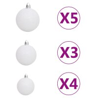 vidaXL K&uuml;nstlicher Halber Weihnachtsbaum mit LEDs &amp; Kugeln Wei&szlig; 150 cm