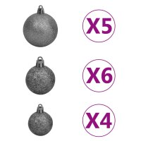 vidaXL K&uuml;nstlicher Halber Weihnachtsbaum mit LEDs &amp; Kugeln Wei&szlig; 150 cm