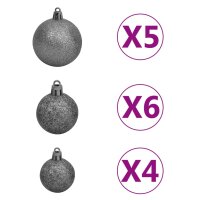 vidaXL K&uuml;nstlicher Halber Weihnachtsbaum mit LEDs &amp; Kugeln Wei&szlig; 210 cm