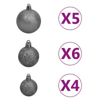 vidaXL Künstlicher Halber Weihnachtsbaum mit LEDs & Kugeln Weiß 210 cm
