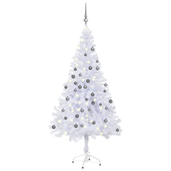 vidaXL K&uuml;nstlicher Weihnachtsbaum mit LEDs &amp; Kugeln 180 cm 620 Zweige