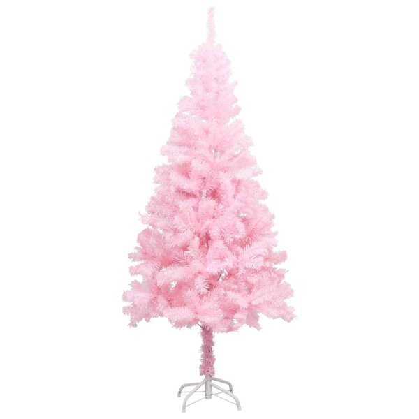 vidaXL K&uuml;nstlicher Weihnachtsbaum mit LEDs &amp; Kugeln Rosa 120 cm PVC