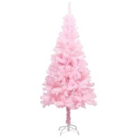vidaXL Künstlicher Weihnachtsbaum mit LEDs & Kugeln Rosa 120 cm PVC