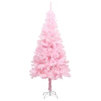 vidaXL Künstlicher Weihnachtsbaum mit LEDs & Kugeln Rosa 150 cm PVC