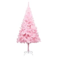 vidaXL Künstlicher Weihnachtsbaum mit LEDs & Kugeln Rosa 210 cm PVC