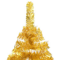 vidaXL Künstlicher Weihnachtsbaum mit LEDs & Kugeln Golden 120 cm PET