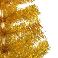 vidaXL Künstlicher Weihnachtsbaum mit LEDs & Kugeln Golden 150 cm PET