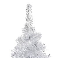 vidaXL K&uuml;nstlicher Weihnachtsbaum mit LEDs &amp; Kugeln Silbern 150 cm PET