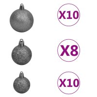 vidaXL K&uuml;nstlicher Weihnachtsbaum mit LEDs &amp; Kugeln Silbern 240 cm PET