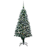 vidaXL Künstlicher Weihnachtsbaum mit LEDs & Kugeln & Zapfen 210 cm