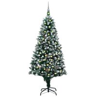 vidaXL K&uuml;nstlicher Weihnachtsbaum mit LEDs &amp; Kugeln &amp; Zapfen 240 cm