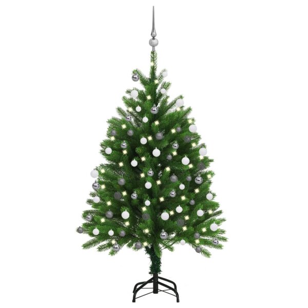 vidaXL K&uuml;nstlicher Weihnachtsbaum mit LEDs &amp; Kugeln 120 cm Gr&uuml;n