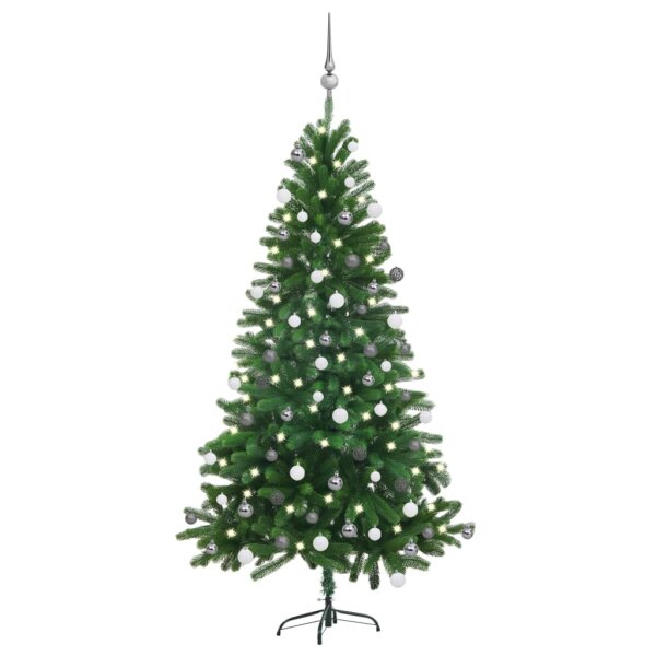 vidaXL K&uuml;nstlicher Weihnachtsbaum mit LEDs &amp; Kugeln 150 cm Gr&uuml;n