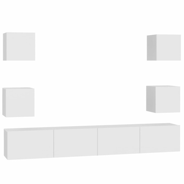 vidaXL 6-tlg. TV-Schrank-Set Wei&szlig; Holzwerkstoff