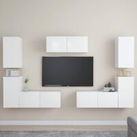 vidaXL 7-tlg. TV-Schrank-Set Wei&szlig; Holzwerkstoff