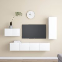 vidaXL 4-tlg. TV-Schrank-Set Weiß Holzwerkstoff